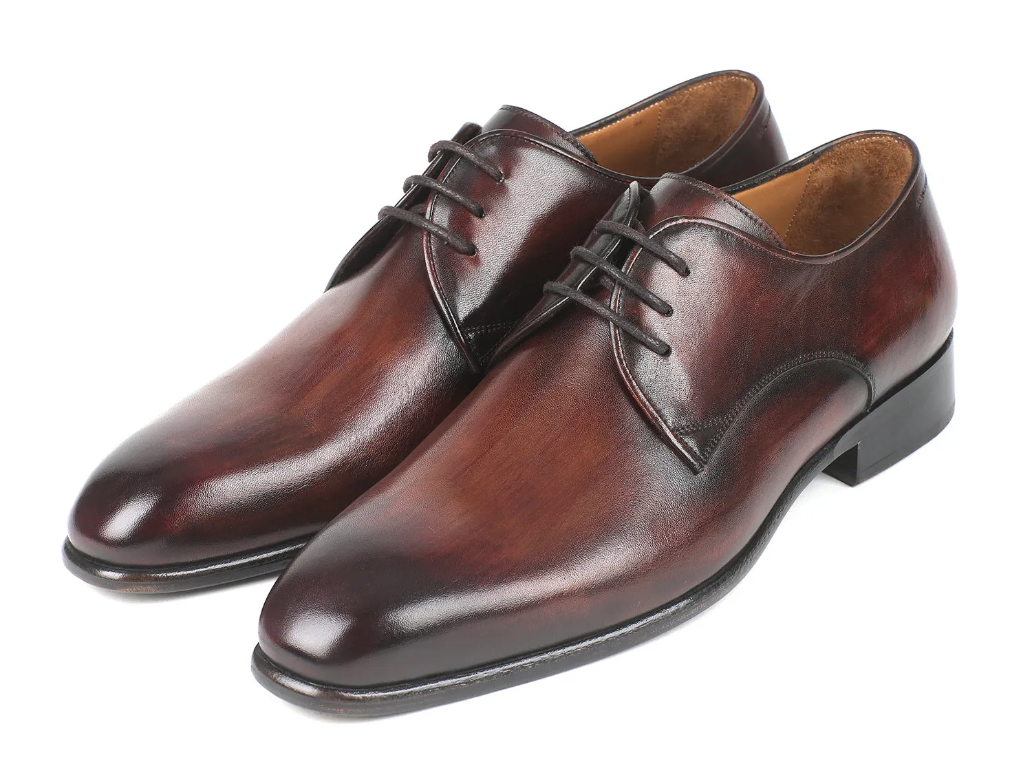 Paul Parkman Men's Leather Derby Shoes in Antique Brown