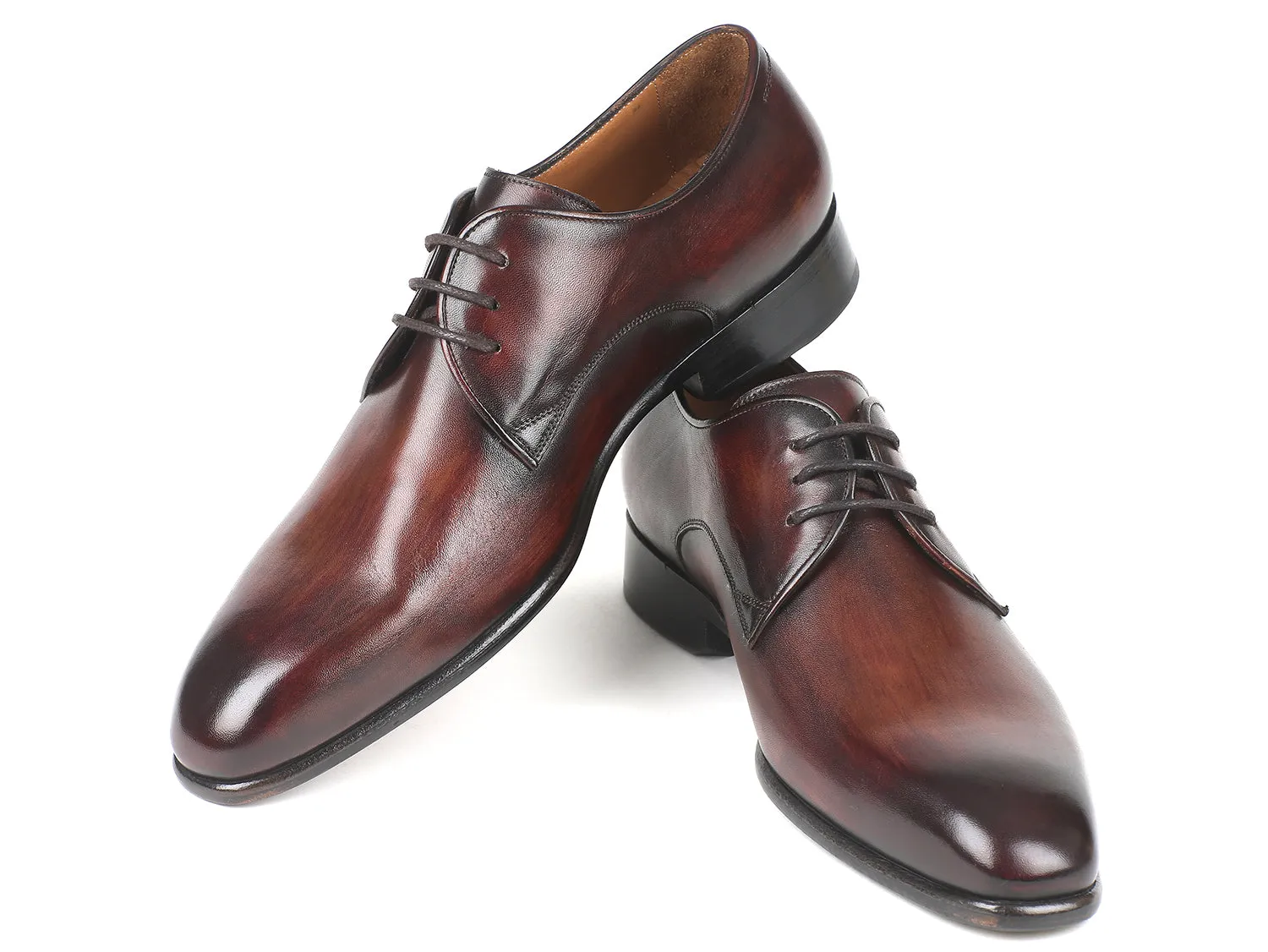 Paul Parkman Men's Leather Derby Shoes in Antique Brown