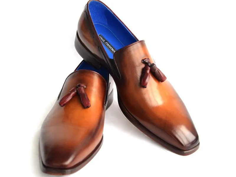 Paul Parkman Men's Leather Tassel Loafers in Walnut