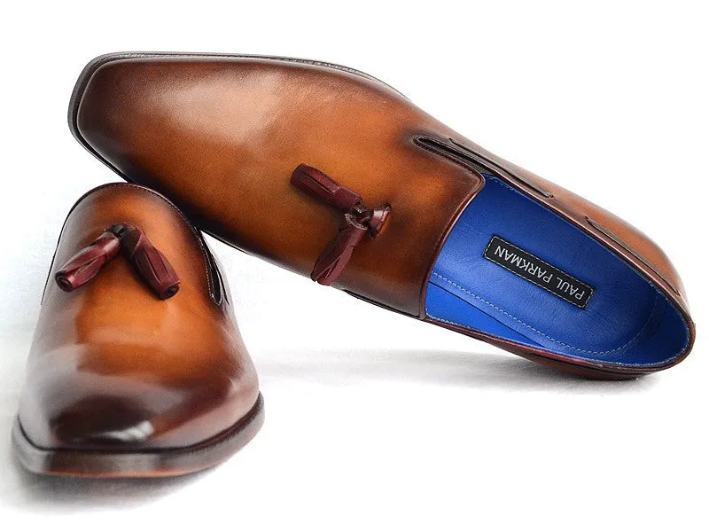 Paul Parkman Men's Leather Tassel Loafers in Walnut