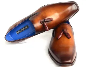 Paul Parkman Men's Leather Tassel Loafers in Walnut