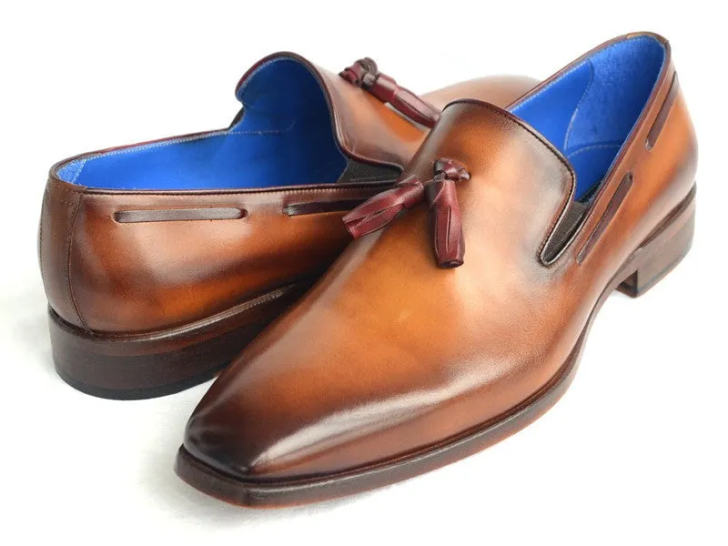 Paul Parkman Men's Leather Tassel Loafers in Walnut