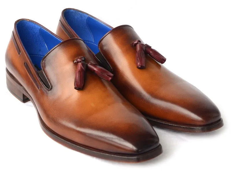 Paul Parkman Men's Leather Tassel Loafers in Walnut