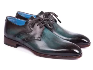 Paul Parkman Men's Medallion Toe Derby Shoes in Turquoise & Brown