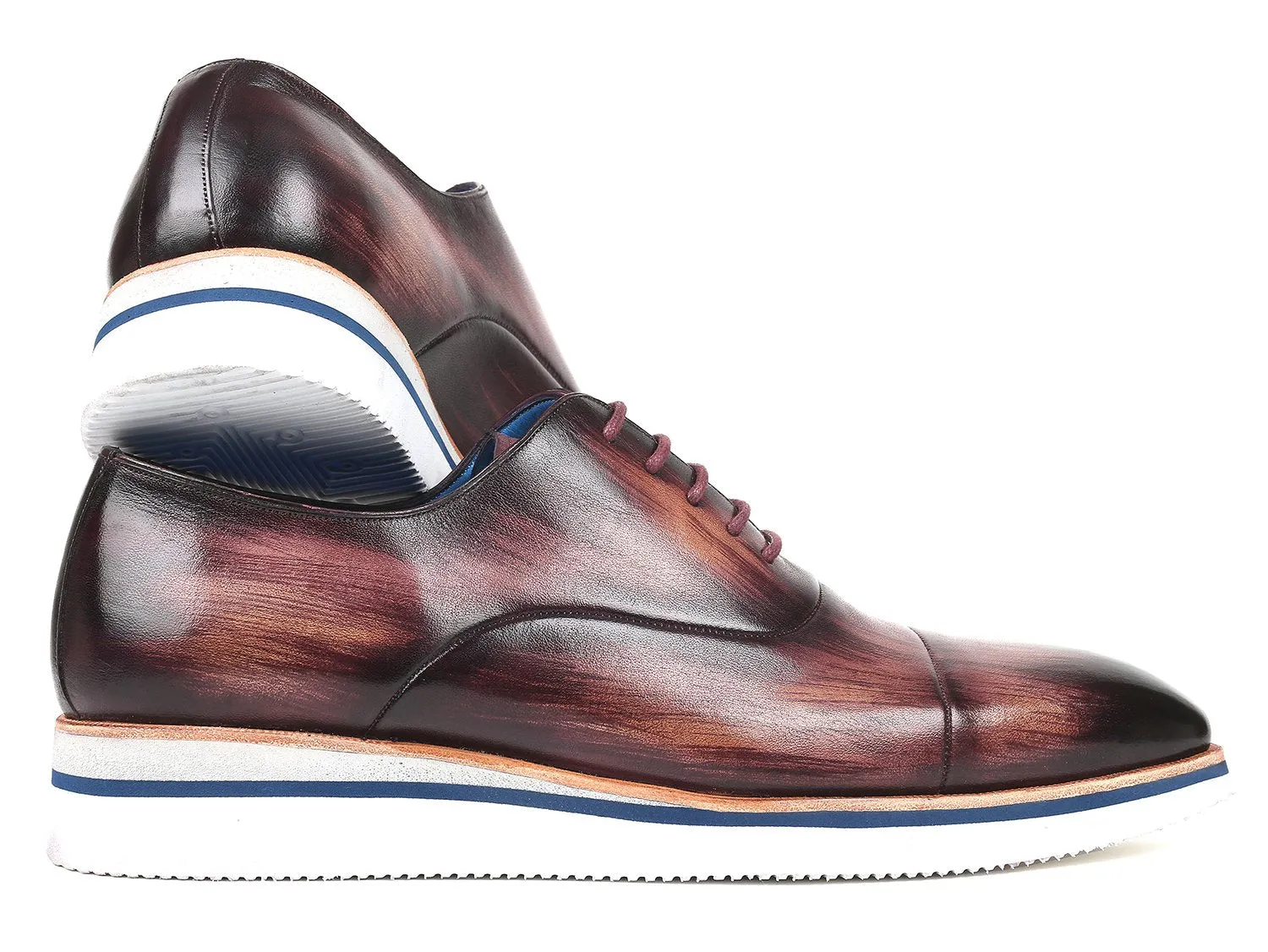 Paul Parkman Men's Smart Casual Leather Oxfords in Purple