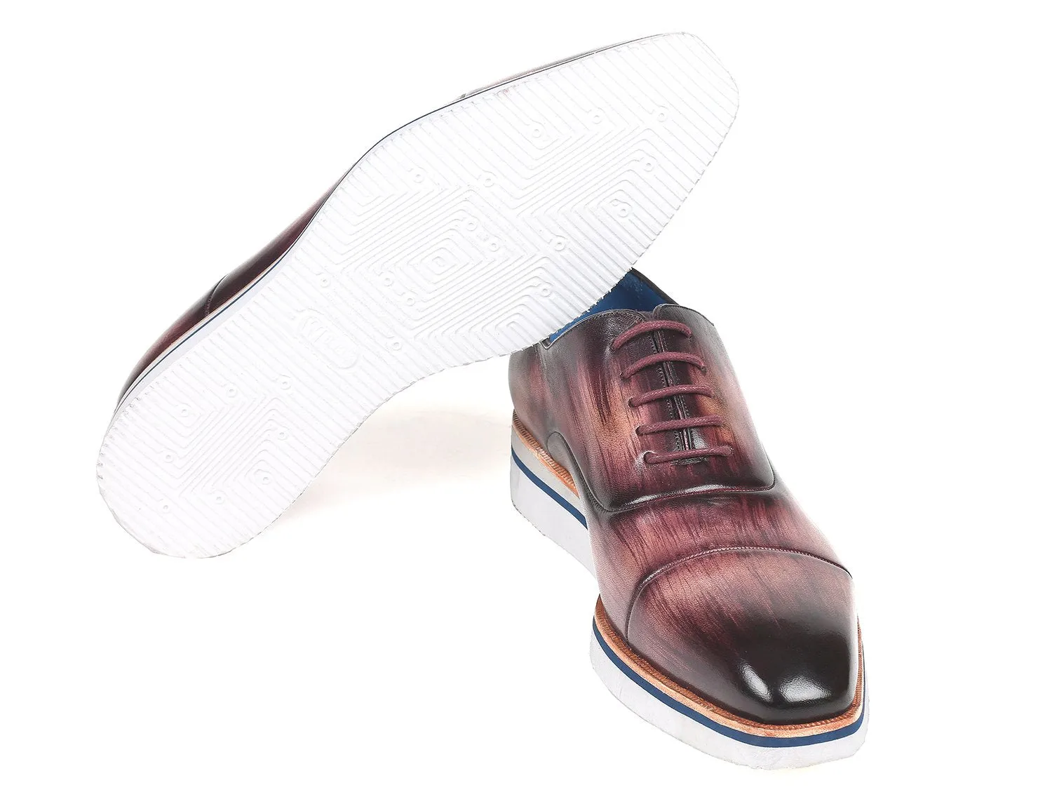 Paul Parkman Men's Smart Casual Leather Oxfords in Purple