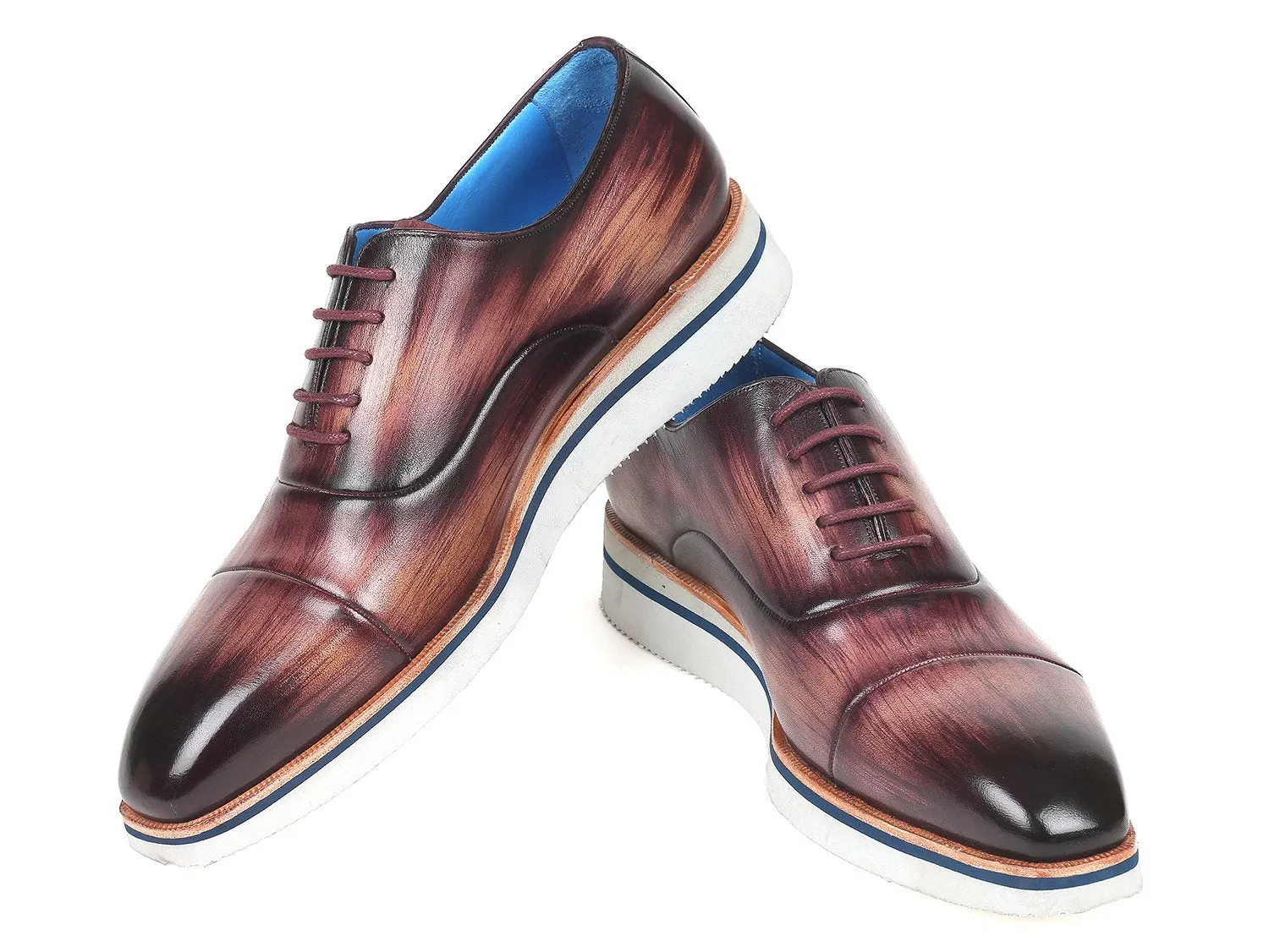 Paul Parkman Men's Smart Casual Leather Oxfords in Purple