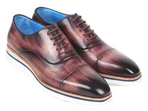 Paul Parkman Men's Smart Casual Leather Oxfords in Purple