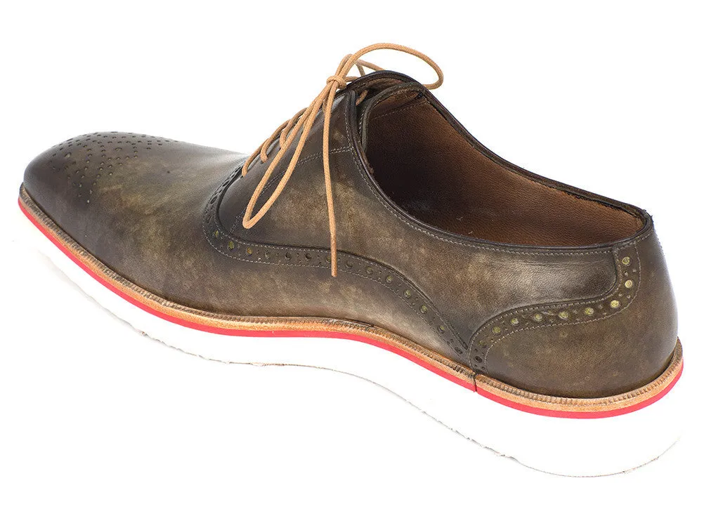Paul Parkman Men's Smart Casual Oxford Shoes in Army Green