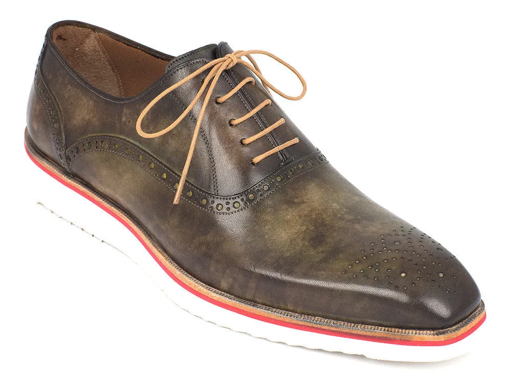 Paul Parkman Men's Smart Casual Oxford Shoes in Army Green