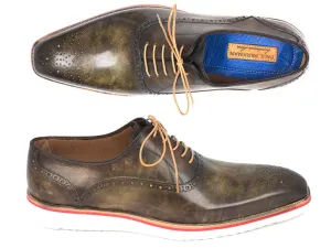Paul Parkman Men's Smart Casual Oxford Shoes in Army Green