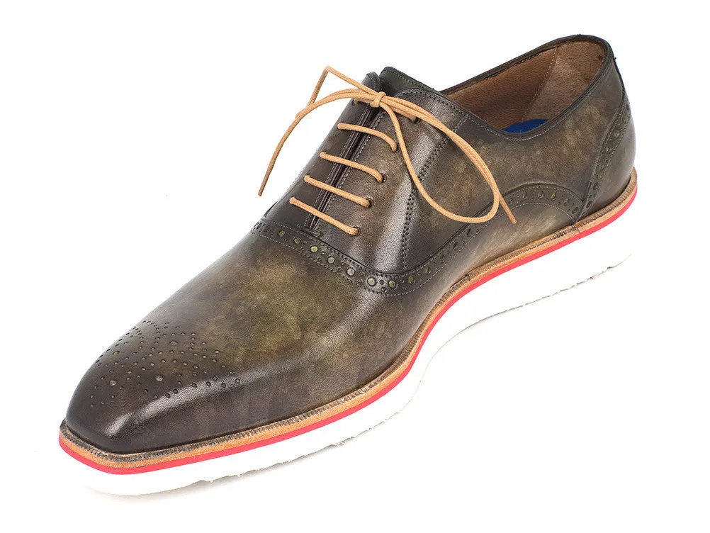 Paul Parkman Men's Smart Casual Oxford Shoes in Army Green