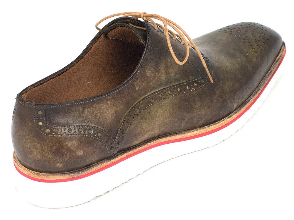 Paul Parkman Men's Smart Casual Oxford Shoes in Army Green