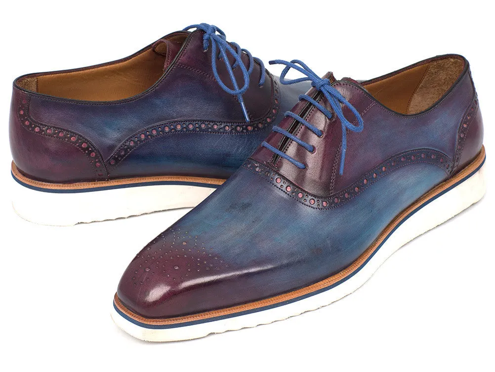Paul Parkman Men's Smart Casual Oxford Shoes in Blue & Purple