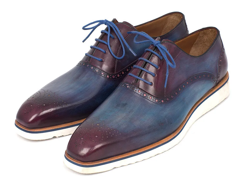Paul Parkman Men's Smart Casual Oxford Shoes in Blue & Purple