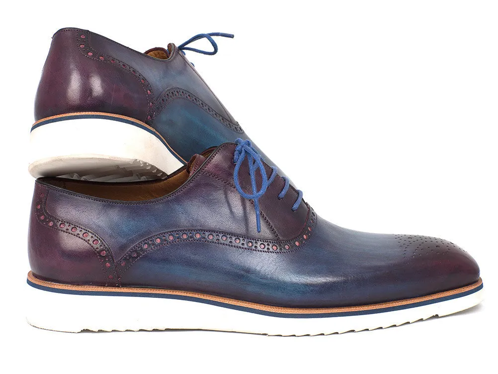 Paul Parkman Men's Smart Casual Oxford Shoes in Blue & Purple