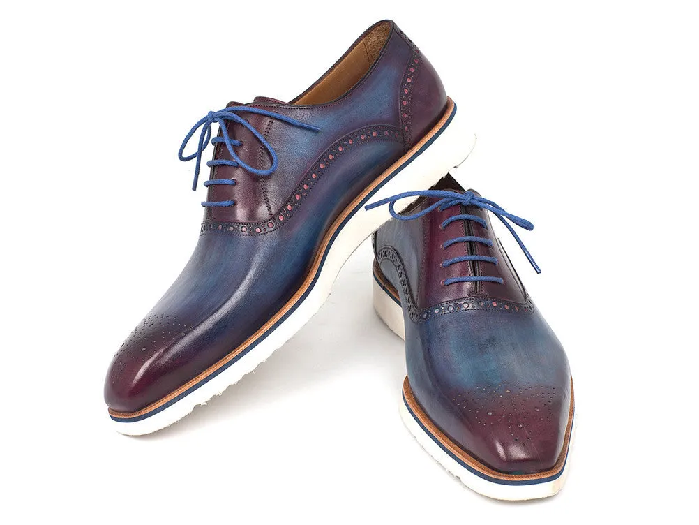 Paul Parkman Men's Smart Casual Oxford Shoes in Blue & Purple