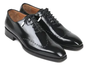 Paul Parkman Polished Leather Goodyear Welted Wingtip Oxfords in Black