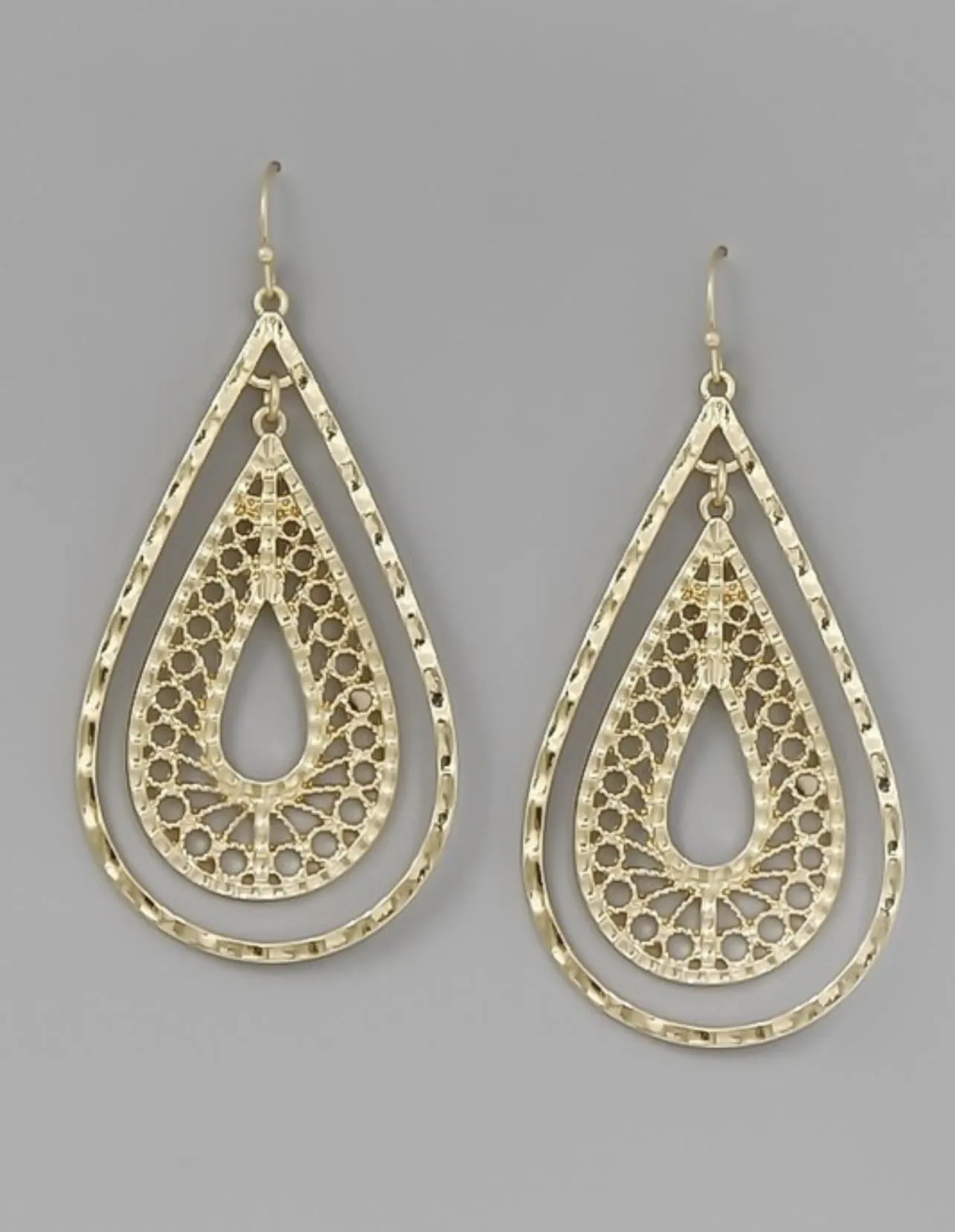Perforated Metal Teardrop Earrings