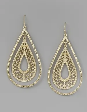 Perforated Metal Teardrop Earrings