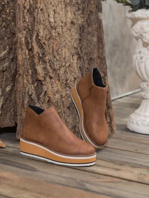 Platform Ankle Boot - Brown