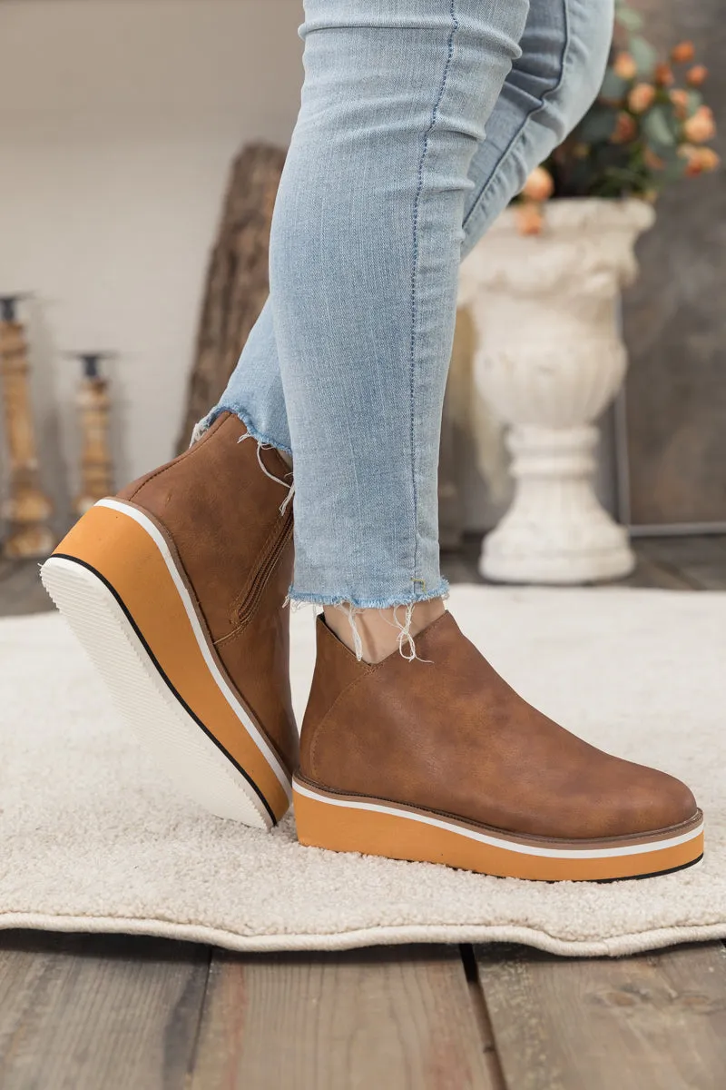 Platform Ankle Boot - Brown