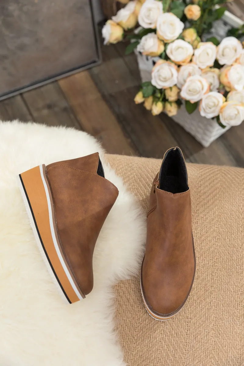 Platform Ankle Boot - Brown