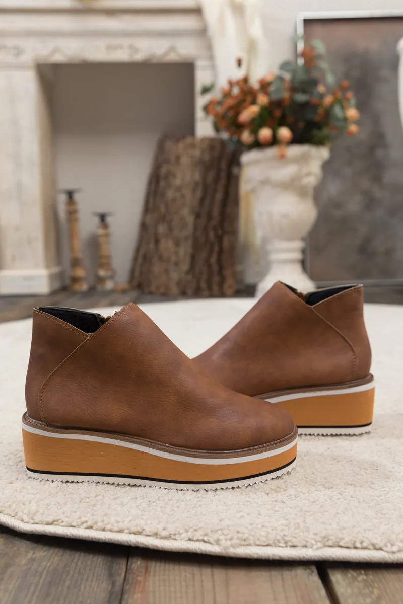 Platform Ankle Boot - Brown