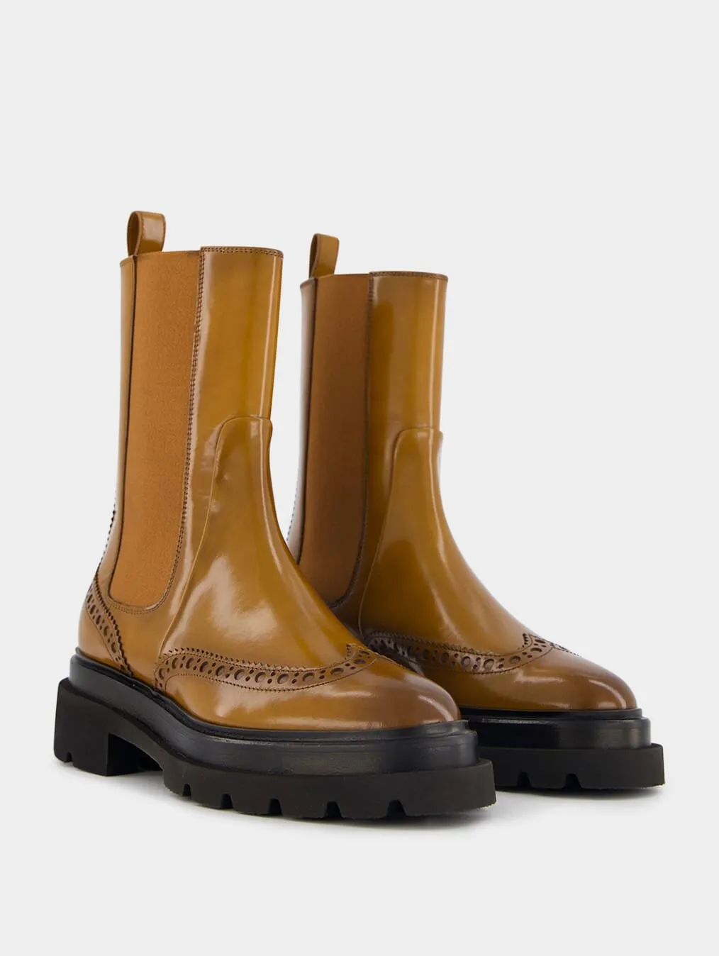 Polished Leather Chelsea Boots
