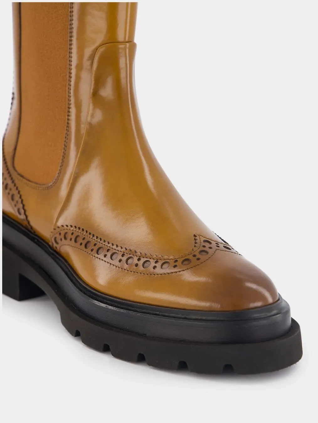 Polished Leather Chelsea Boots