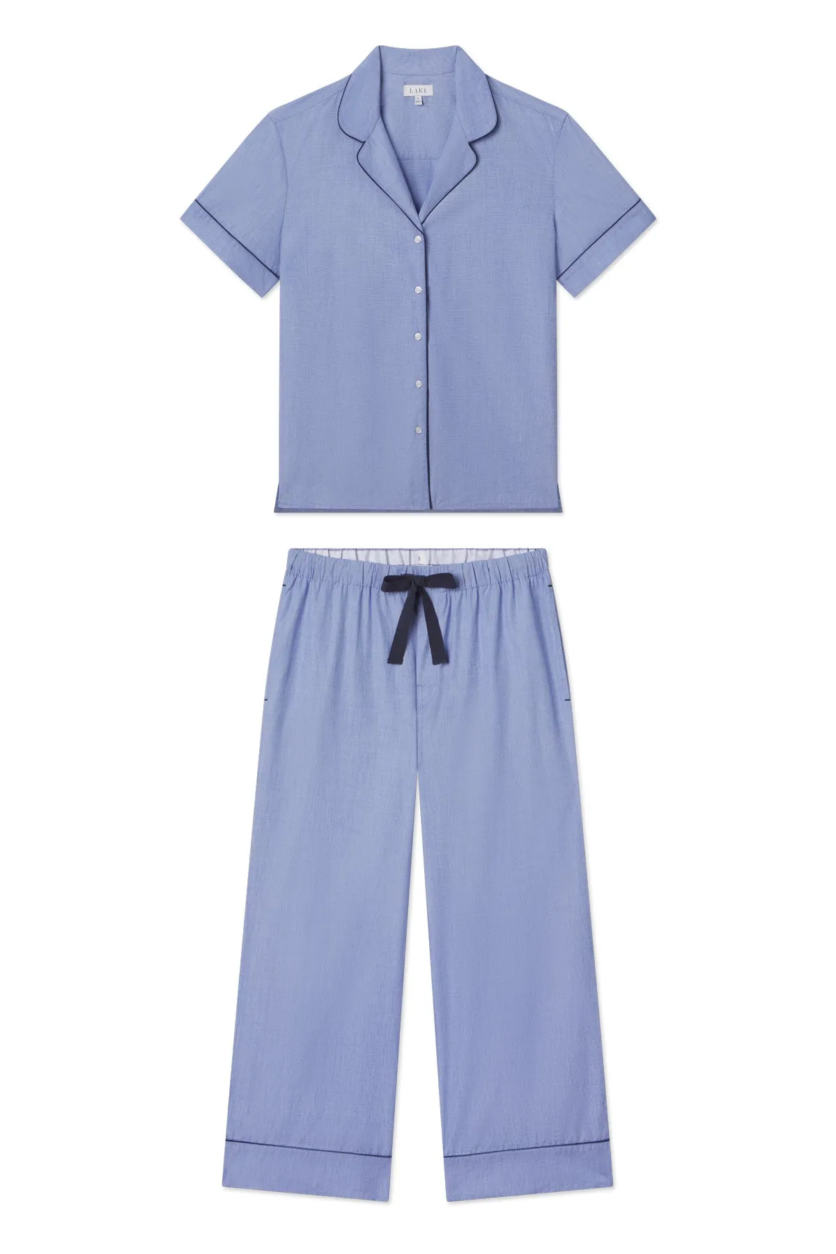 Poplin Chloe Pajama Set in Oxford Blue