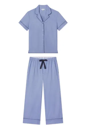 Poplin Chloe Pajama Set in Oxford Blue
