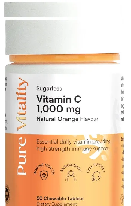 Pure Vitality Sugarless Vitamin C 1000mg 50CHWT