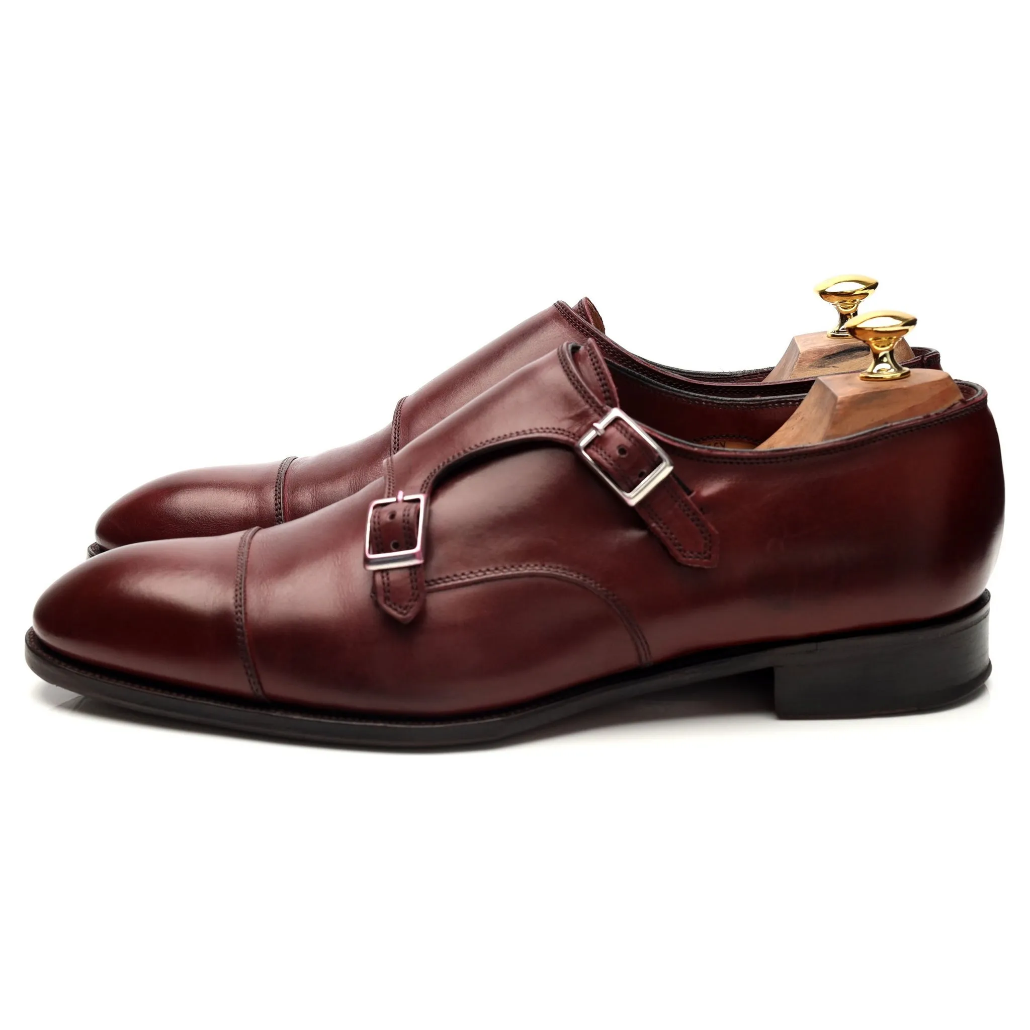 'Ramsey' Burgundy Leather Double Monk Strap UK 11 F