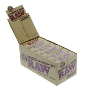RAW Authentic Gummed Tips Perforated 24 Count Per Display