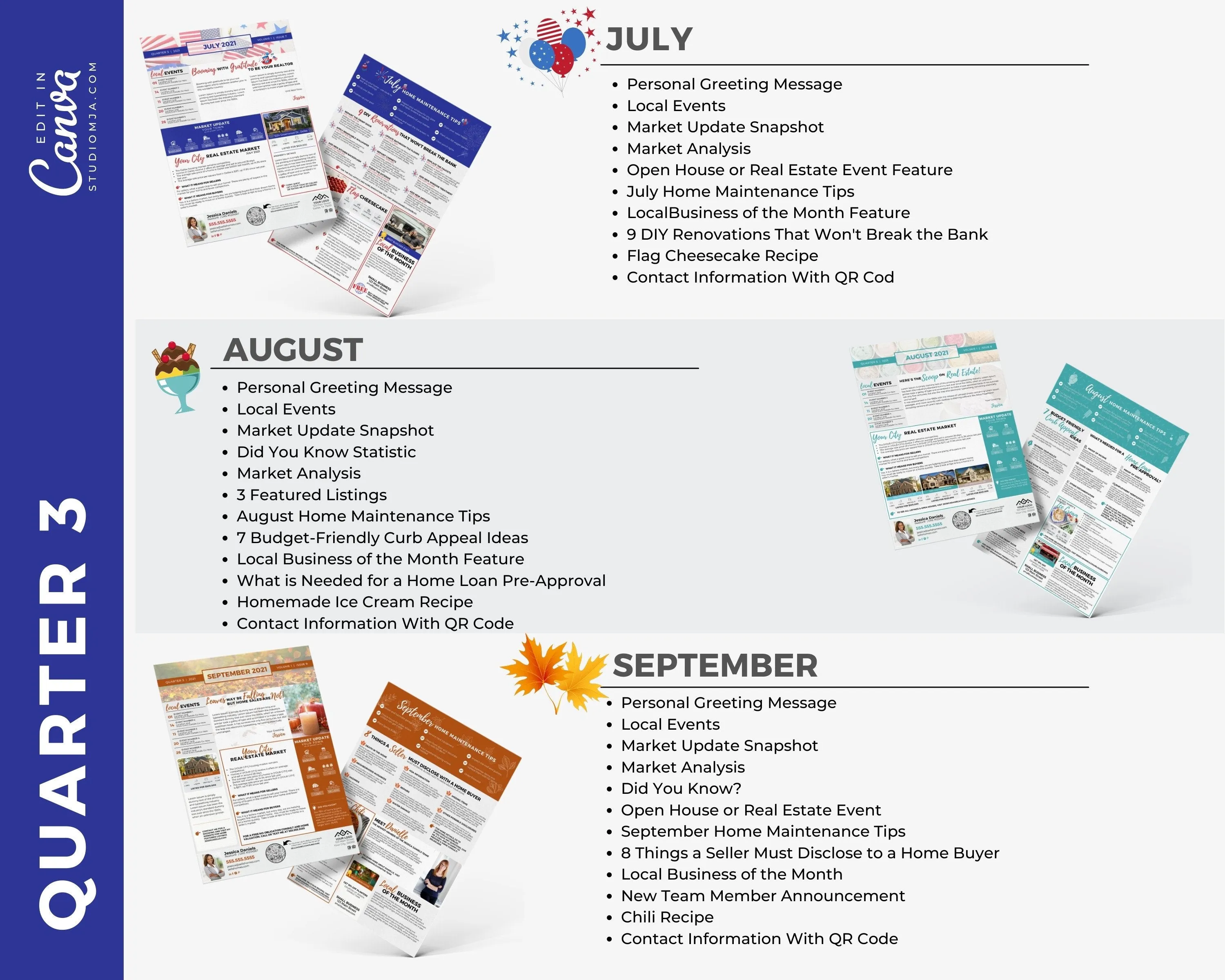 Realtor Newsletter Template - 3rd & 4th Quarter Bundle