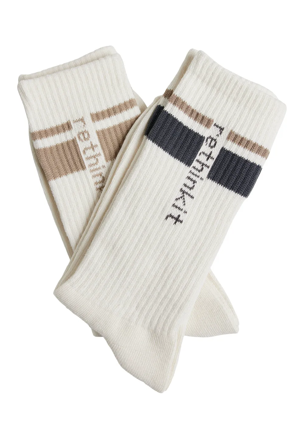 Rethinkit Striped Crew Sock 2pack - ink mocha