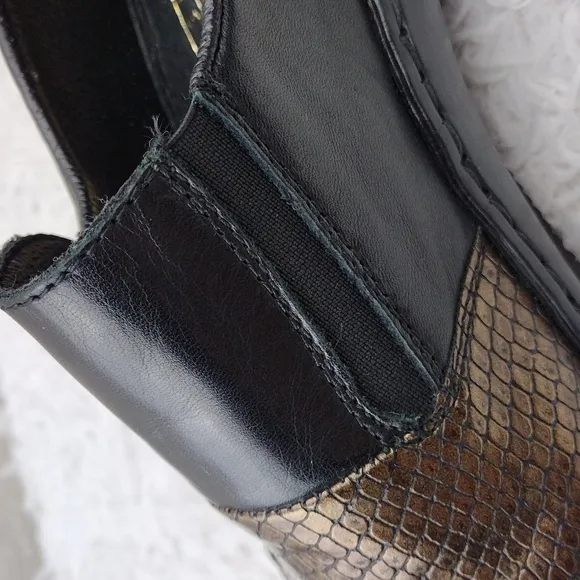 Rieker Antistress Celia Black Bronze  Snakeskin Leather Square Toe Loafer Shoe