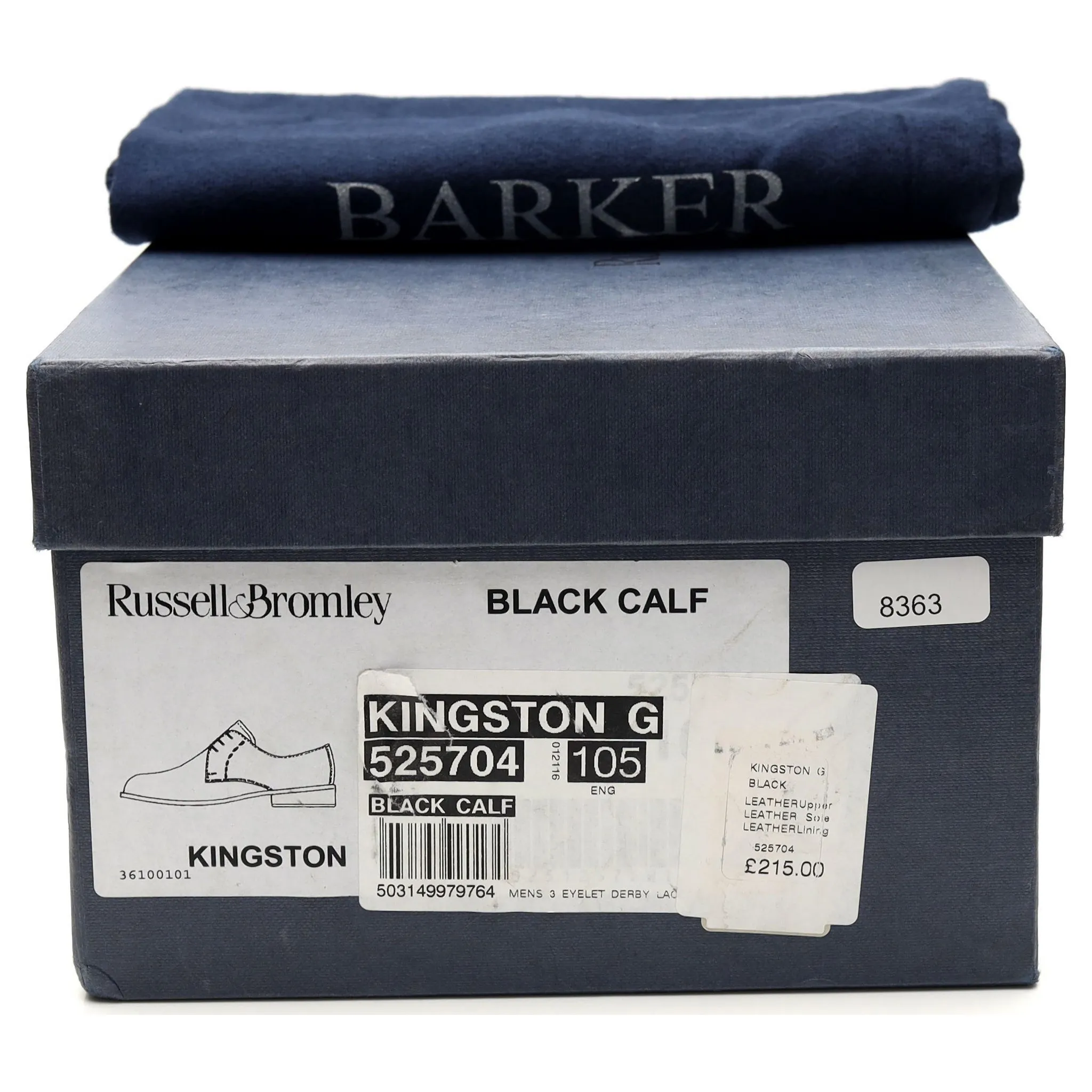 Russell & Bromley 'Kingston' Black Leather Derby UK 10.5 FX
