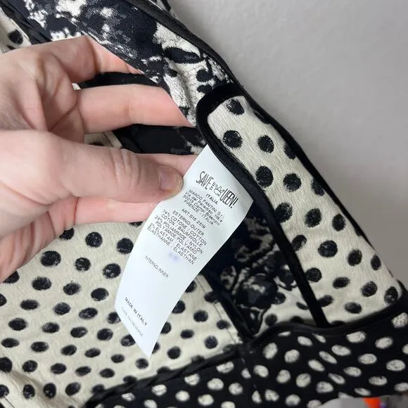 Save The Queen Polka Dot Perforated Leather Zip Up Collared Moto Jacket