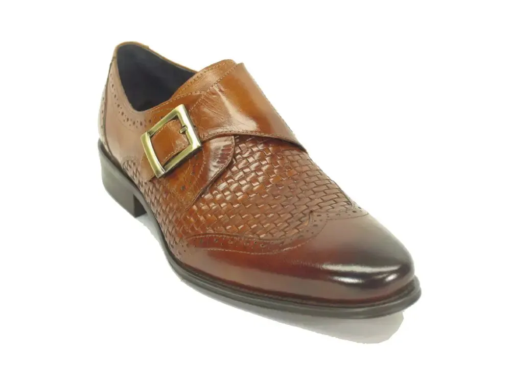 Single Monk Strap Leather Braided Shoe