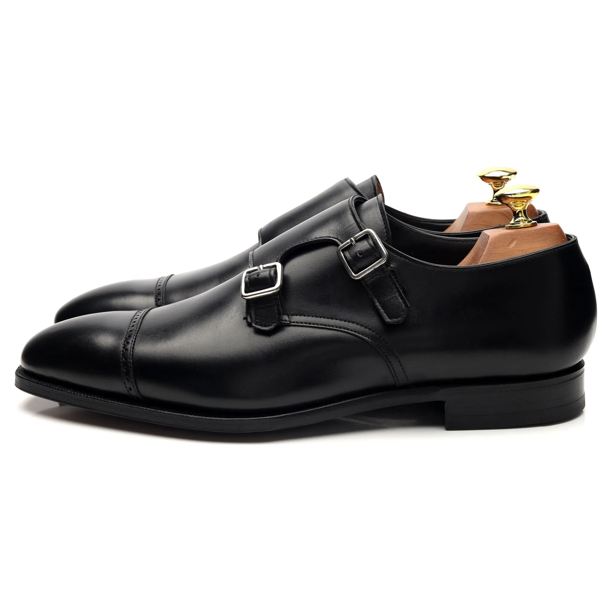 'Southwell' Black Leather Double Monk Strap UK 8 D
