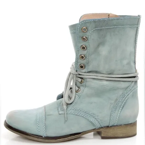 Steve Madden Troopa Combat Boot Dusty Blue size 8