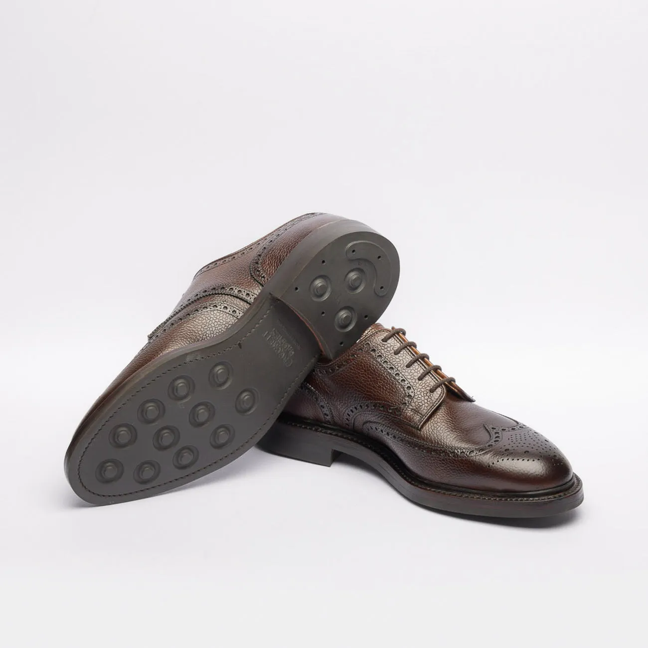 Stringata derby Crockett & Jones Pembroke in pelle martellata marrone