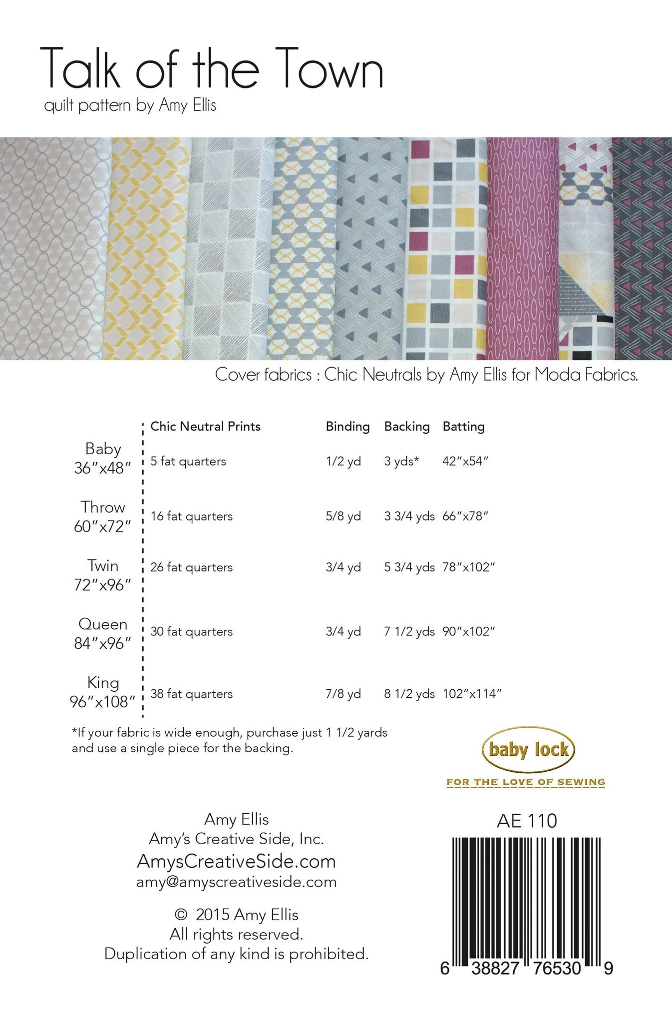 Talk of the Town Quilt Pattern -- Wholesale