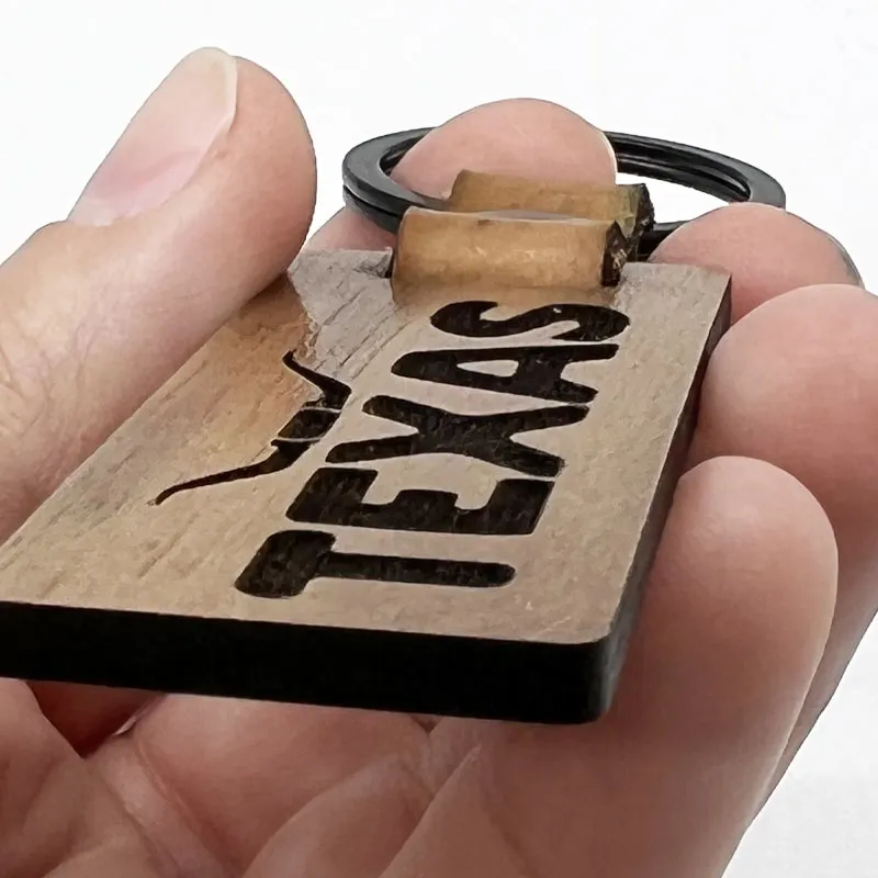 Texas Longhorn Walnut Keychain