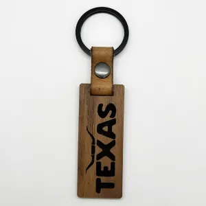 Texas Longhorn Walnut Keychain
