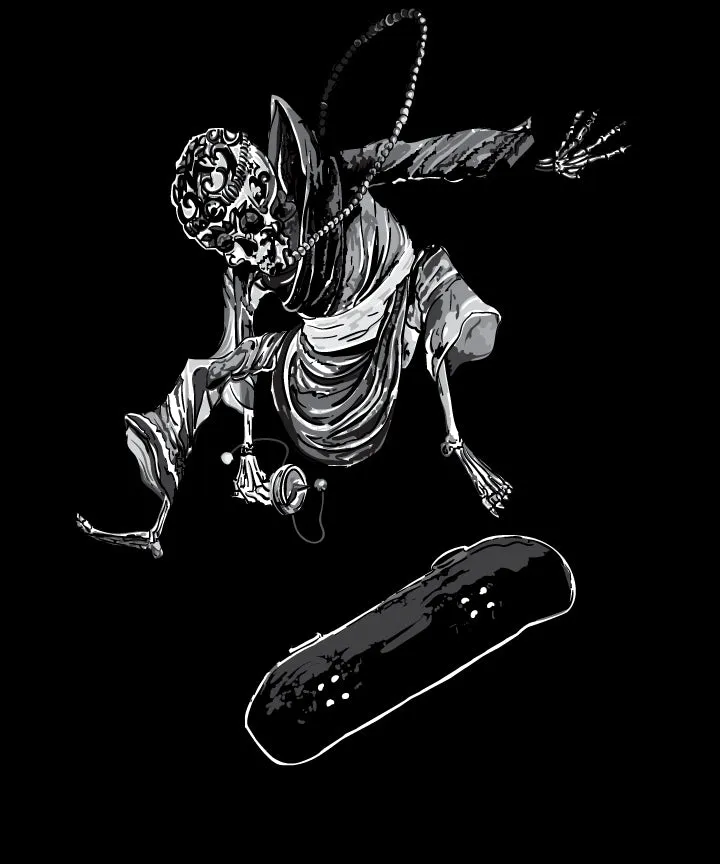Tibetan Monk Doing Kick Flip T-Shirt