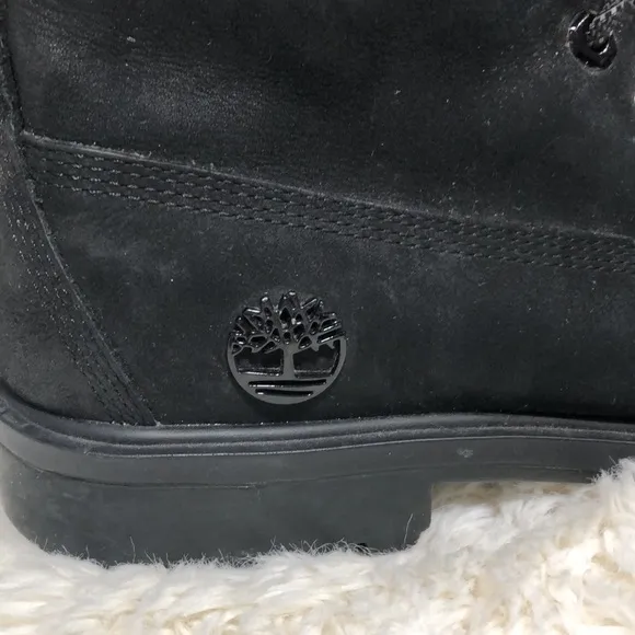 Timberland Premium 6 Inch Suede Lace Up Quilted Boots Kids SZ 6.5 Black A1630