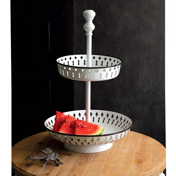 Two-Tier Enamel Perforated Tray